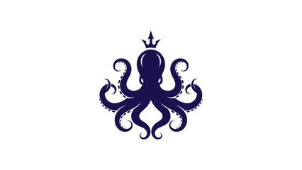 Regal Octopus King Symbol with Trident Crown