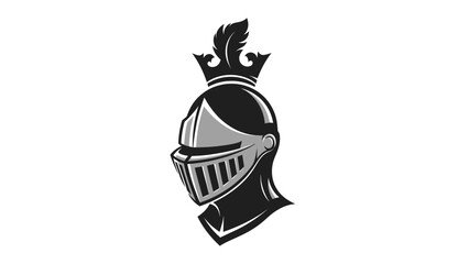 Fototapeta premium Knight Helmet with Crown and Feather Vector Illustration