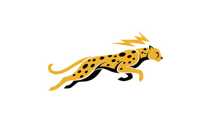 Illustration of a fast cheetah with lightning © Alienmarsh