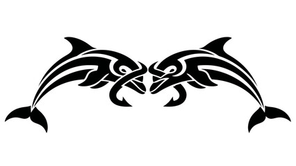 Stylized tribal dolphins in celtic knot design