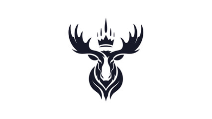 Majestic crowned moose head illustration, a powerful animal symbol.