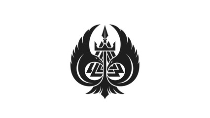 Stylized heraldic eagle emblem with crown and geometric elements