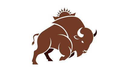 Majestic American Bison Illustration with Sun Crown Design