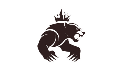 Stylized bear wearing a crown, roaring with its mouth open.
