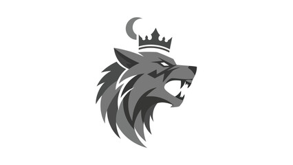 A powerful royal wolf head logo with a crown and crescent moon.