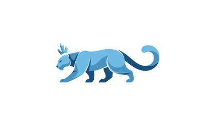 Stylized blue panther with an ice crown walking