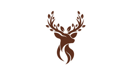 Deer head logo with leaf antlers