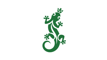 A whimsical green crowned lizard icon for a playful brand.