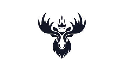 Majestic moose head with a crown, minimalist logo design
