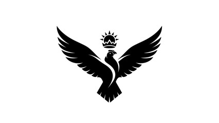 Majestic Crowned Eagle with Sun Emblem and Spread Wings Logo
