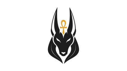 Minimalist Anubis Egyptian god logo with Ankh symbol.
