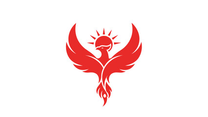 Red Phoenix Bird with Sun Symbol