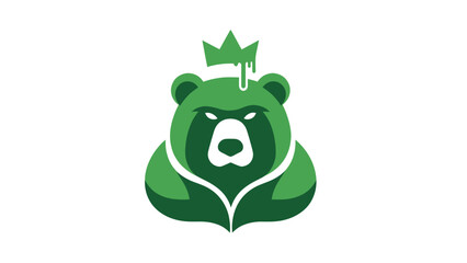 Green bear wearing a dripping crown, stylized mascot logo illustration.