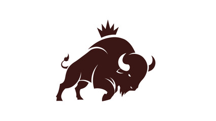 A stylized bison wearing a crown, symbolizing power and royalty.