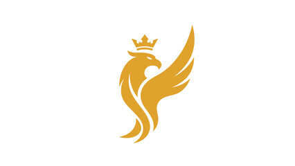 Elegant Golden Eagle Logo with Crown