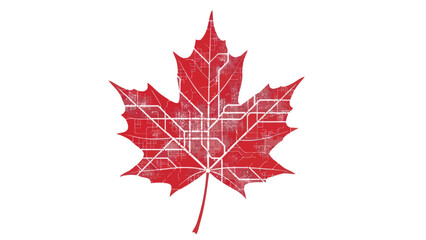 Digital maple leaf with a circuit board pattern symbolizing Canadian technology.