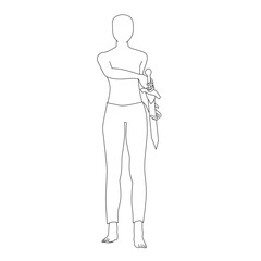 Sword Sheathing Outline Pose in Clean Line Art