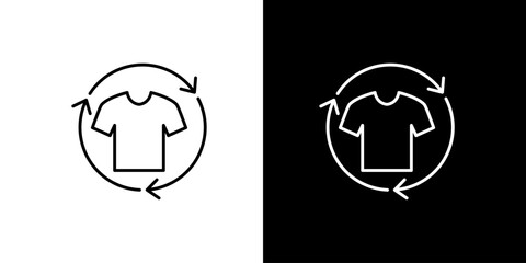 Eco-Friendly Clothing Recycling Line Art Icon. Sustainable Fashion and Textile Waste Reduction Vector Symbol. Reusable Apparel Cycle Graphic Design for Environmental Initiatives