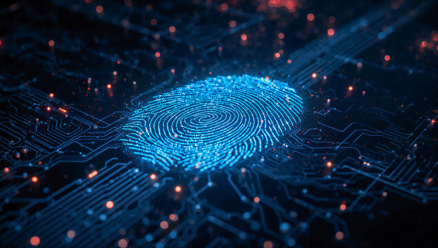 Fingerprint security id technology biometric digital data scan access - Powered by Adobe