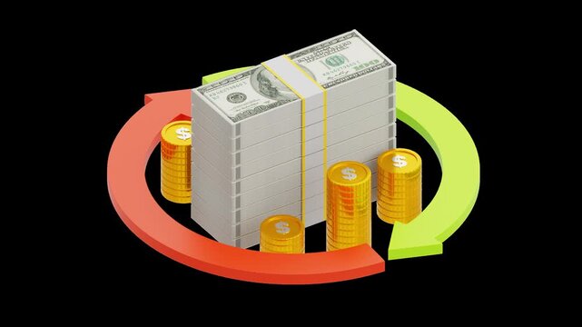 3D Business Cash Flow | Alpha Channel
