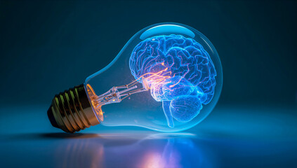 Brain idea lightbulb innovation intelligence creativity knowledge mind