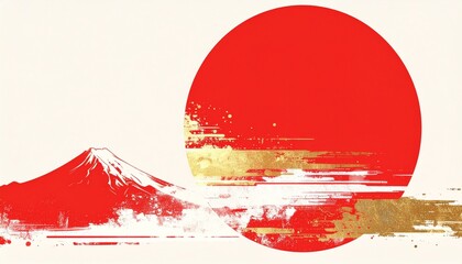 和モダン、和風イメージの背景素材（紅白）