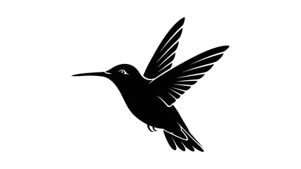 Hummingbird Silhouette Icon – Elegant Flying Bird Symbol in Black and White © Hussain