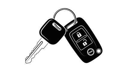 Car Key and Remote Icon – Vehicle Access and Security Symbol Illustration