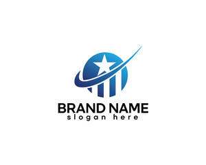 creative shadow of finance with check in the middle and star on top logo design template