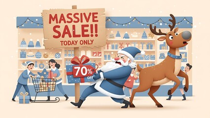 Blue Santa Tug-of-War Over 70% Off Massive Sale Gift