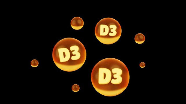 3D Golden Capsule of Vitamin | Alpha Channel