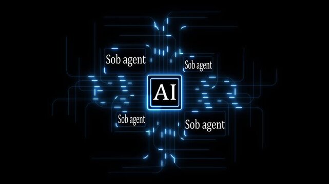 Ai tools or neon box. Agentic AI technology motion background. Multi agent AI systems, Automate daily Tasks.Smart AI efficiency, Automate repetitive work.4k video Motion Graphic Animation