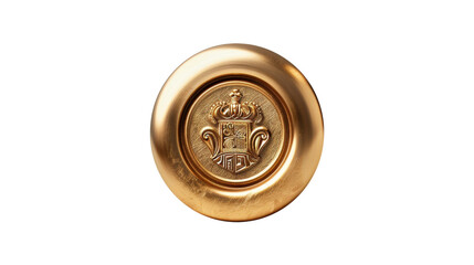 Golden Wax Seal Stamp Isolated on White Background