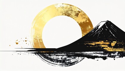 和風イメージの抽象的な風景画、背景素材