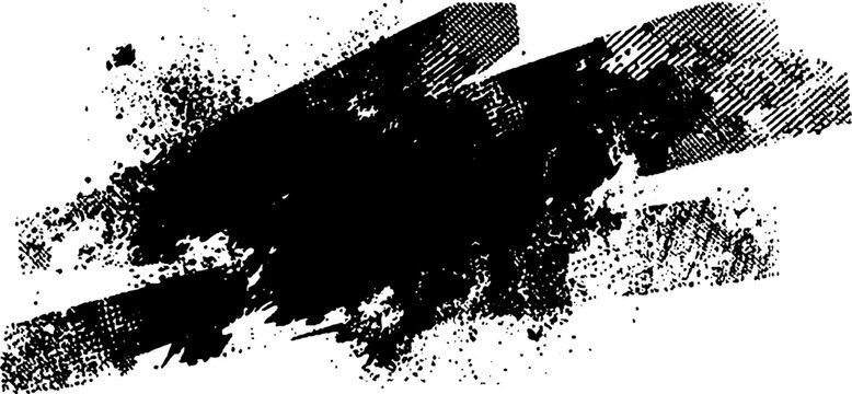 Ink brushstroke on white background with splatter texture creating artistic watercolor style effect for modern graphic design projects