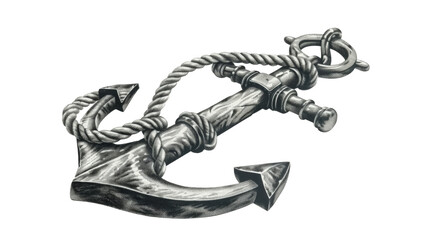 Vintage Nautical Anchor Illustration with Rope &ndash; Hand-Drawn Maritime Symbol