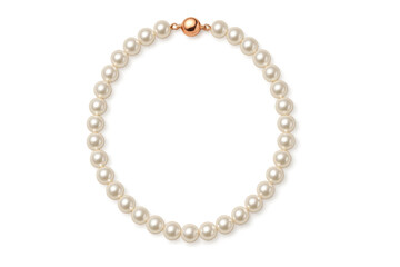 Fototapeta premium Elegant pearl necklace with gold clasp on transparent background