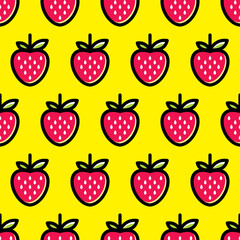 strawberry seamless pattern design with yellow background