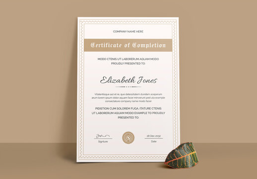 Golden Certificate Design Template