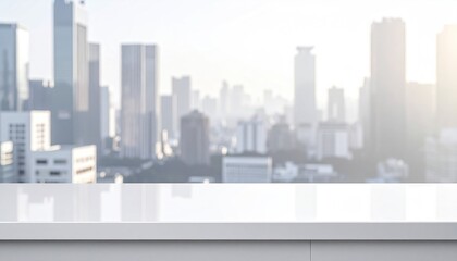 Obraz premium Bright, blurred city view from tabletop