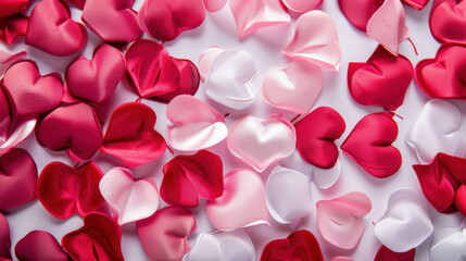 Pink and Red Rose Petals Scattered on White Background