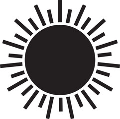 Sun Icon. Sunshine and solar glow, sunrise or sunset. Decorative circle full and half sun and sunlight. Hot solar energy for tan. Scribble sun with rays symbols. Doodle children drawings collection.