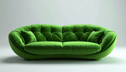Green soft comfortable sofa on a green background neural network ai generated art
14