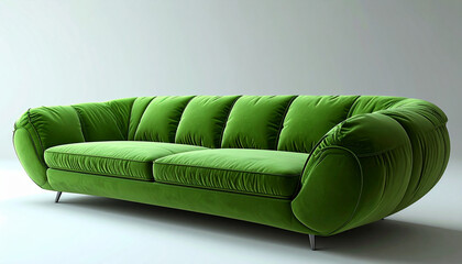 Green soft comfortable sofa on a green background neural network ai generated art
16