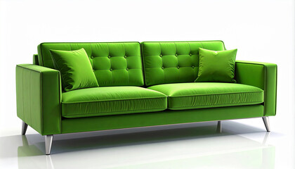 Green soft comfortable sofa on a green background neural network ai generated art
1