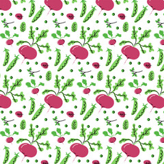 Line Beetroot Seamless Pattern. Vector Vegetable Background. Cute hand drawn food illustrations