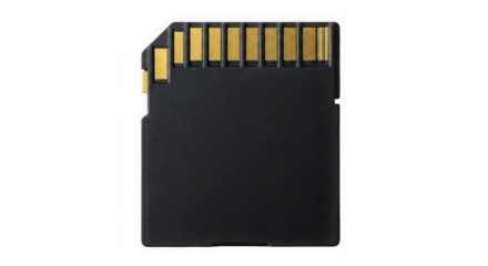 Sd memory card back view isolated on transparent background
