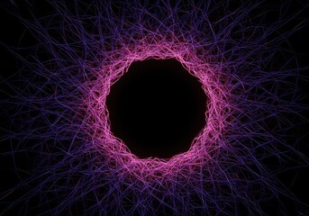 Abstract illustration showing a neural network glowing intensely, absorbed into a deep, blank void. Intense mental focus and deep digital immersion ,state ,blank ,background