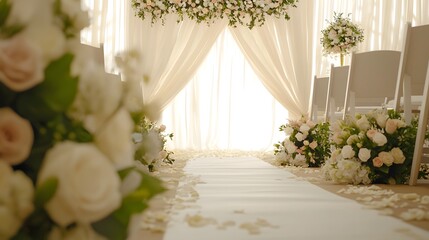Beautiful indoor garden feel wedding ceremony design high resolution picture