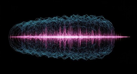 Conceptual graphic showing repetitive noise waves trapped within a sterile, isolating digital network structure ,sterile ,wave ,architecture